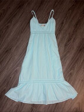 Seaspice Resortwear Light Blue 100% Cotton Spaghetti Strap Midi Dress